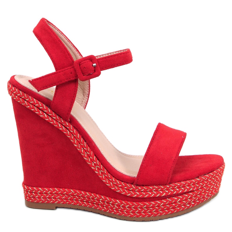 BM Sandałki na koturnie Wexler DK.RED czerwone