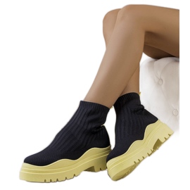 Czarno żółte wysokie sneakersy Marks czarne