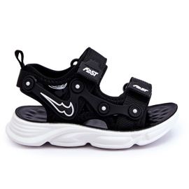 Chłopięce Sandałki Na Rzepy Czarno-Białe Tobias czarne