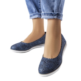 Granatowe ażurowe baleriny Findley niebieskie