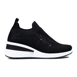 Tekstylne sneakersy na koturnie Shelovet czarne