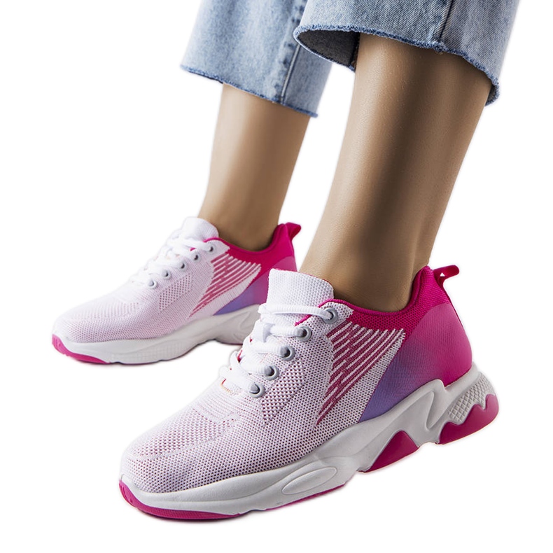 Biało-różowe sneakersy Genet białe