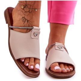 Damskie Klapki Na Płaskim Obcasie Nicole 2806/054 Beżowe beżowy