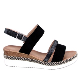 Sandałki na koturnie Frazier Black czarne