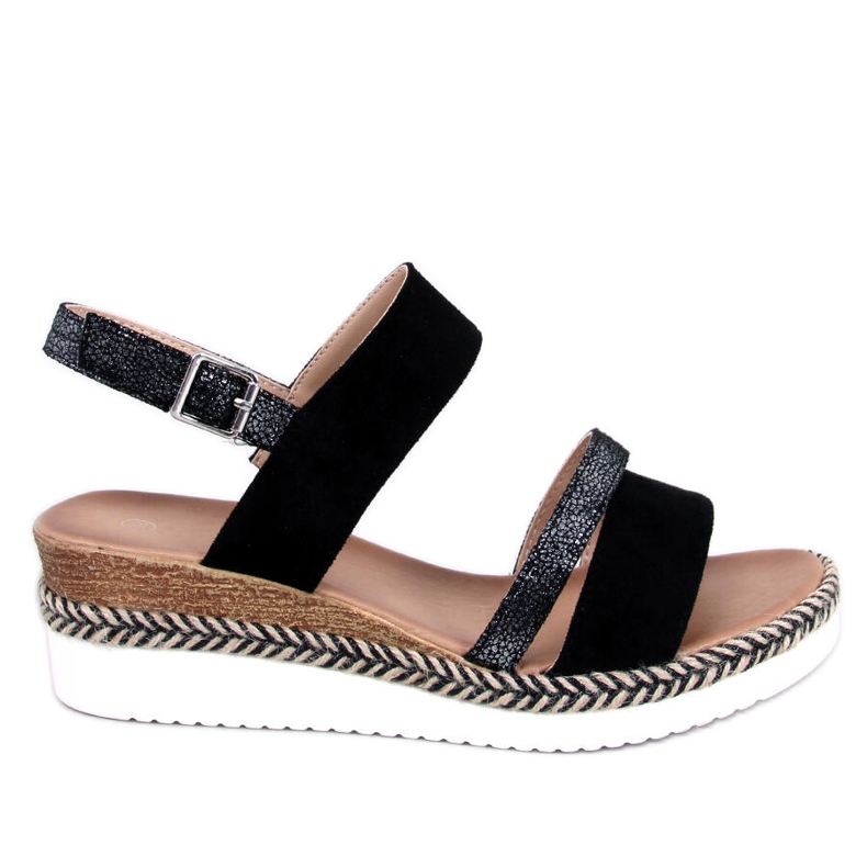 Sandałki na koturnie Frazier Black czarne