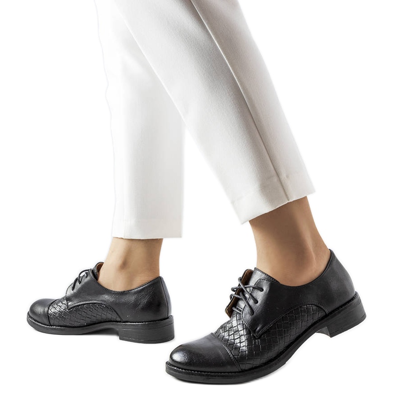 Beżowe półbuty LS5379 Taupe czarne