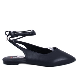 Baleriny z odkrytą piętą wiązane Jody Black czarne