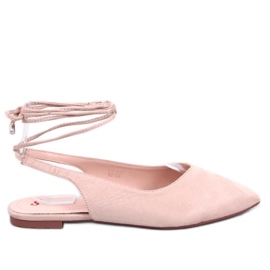 Wiązane baleriny z odkrytą piętą Pirson Beige beżowy