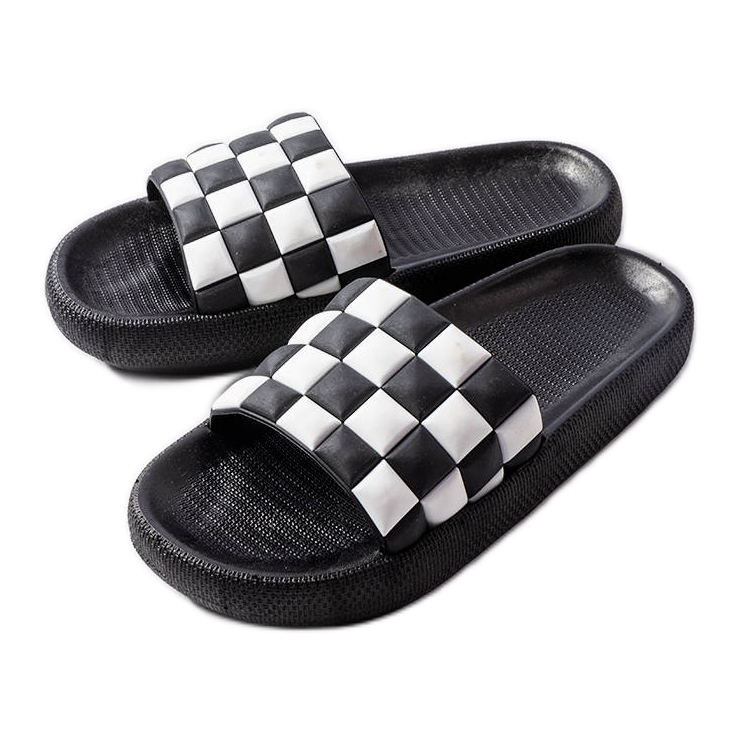 Czarne gumowe klapki na platformie Elin