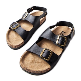 Czarne korkowe sandały z klamerkami Lee Cooper LCW-22-35-1163L