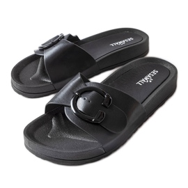 Czarne klapki z klamerką Généreux