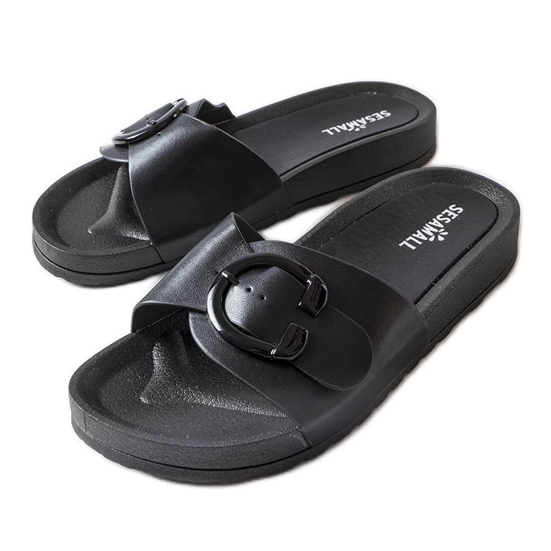 Czarne klapki z klamerką Généreux