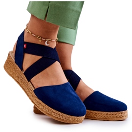 Damskie Zamszowe Espadryle Big Star JJ276037 Granatowe niebieskie
