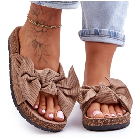 Sztruksowe Klapki Na Korku Ciemnobeżowe Summertime beżowy