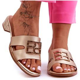 Damskie Eleganckie Klapki Z Ozdobą Złote Atlantis złoty