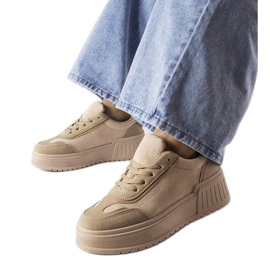 Beżowe sneakersy na platformie beżowy