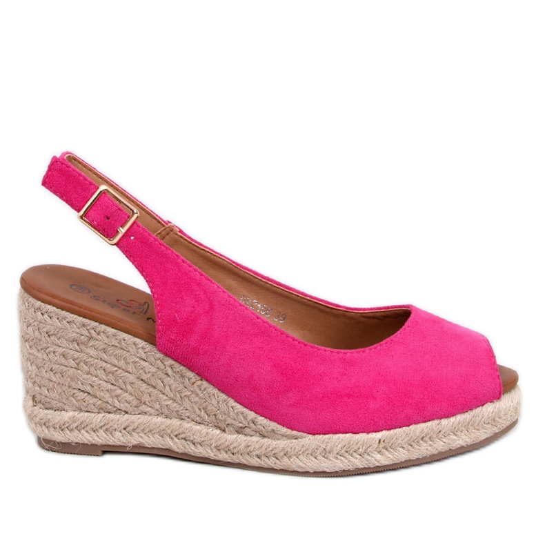 Espadryle open toe na koturnie Nevil Fuchsia różowe