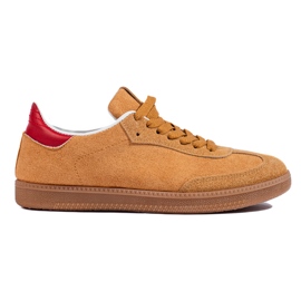 Brązowe trampki zamszowe Shelovet beżowy