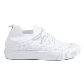 Damskie tekstylne trampki białe Shelovet