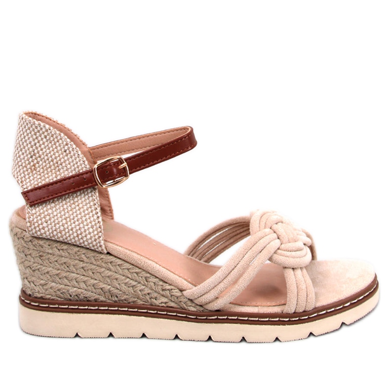 Sandałki na koturnie Tedder Beige beżowy