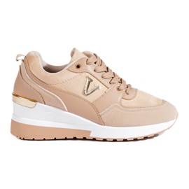 Sneakersy damskie na koturnie Shelovet beżowe beżowy