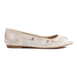 Damskie baleriny z otwartym noskiem złote Shelovet złoty