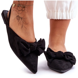 Damskie Wsuwane Baleriny Z Kokardą Czarne Nadine