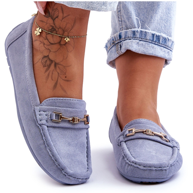 Damskie Klasyczne Zamszowe Mokasyny Niebieskie Corinell