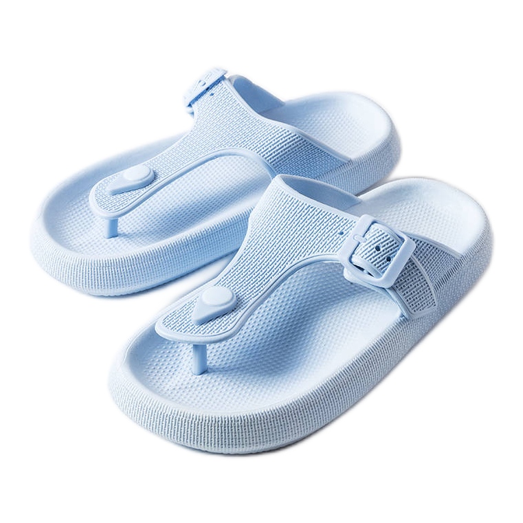 Niebieskie japonki na platformie Moretti