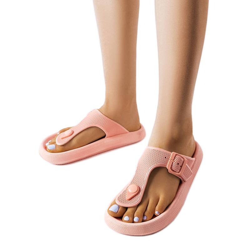 Różowe japonki na platformie Moretti