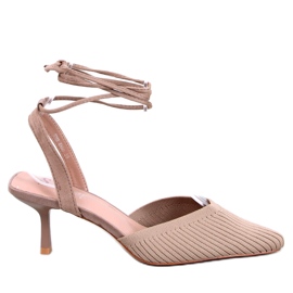 Skarpetkowe szpilki z odkrytą piętą Cordier Khaki beżowy