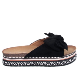 Klapki z kokardą na wysokiej podeszwie Delair Black czarne