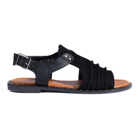 Zabudowane sandały zamszowe czarne Shelovet