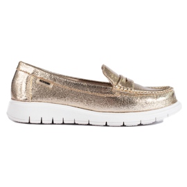 Złote mokasyny na grubej platformie Shelovet złoty