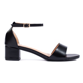 Klasyczne eleganckie sandały damskie na niskim słupku Shelovet czarne