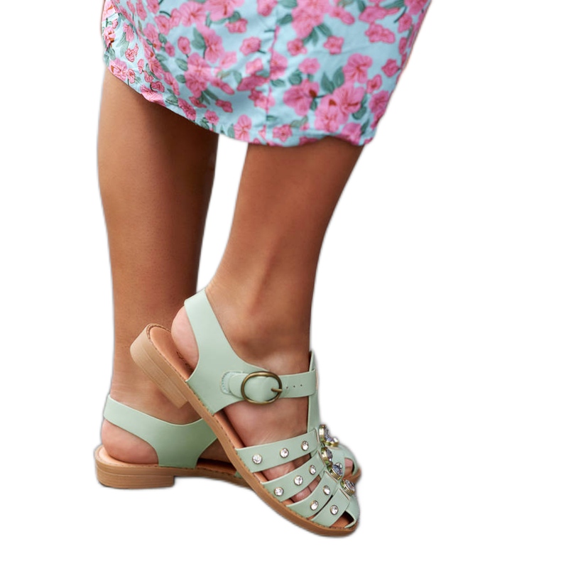 Zielone sandały zdobione cyrkoniami Gaetano