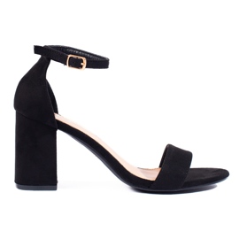 Damskie klasyczne sandały na słupku beżowe Shelovet czarne