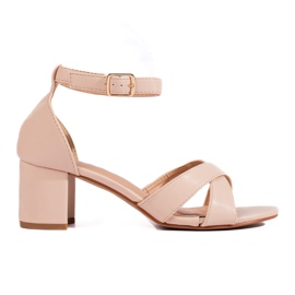 Sandały damskie na obcasie Shelovet beżowe beżowy