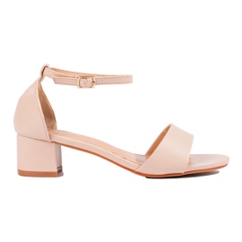 Klasyczne eleganckie sandały damskie na niskim słupku Shelovet beżowe beżowy