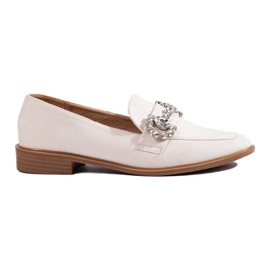 Beżowe mokasyny zamszowe z klamrą Shelovet beżowy