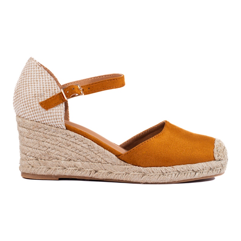 Damskie espadryle na koturnie Shelovet camel brązowe