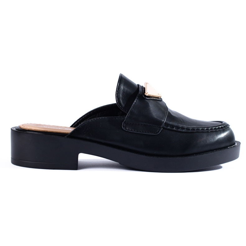 Czarne damskie zabudowane klapki typu mule Shelovet