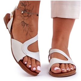 Płaskie Damskie Sandały S.Barski 541-22 Srebrne srebrny