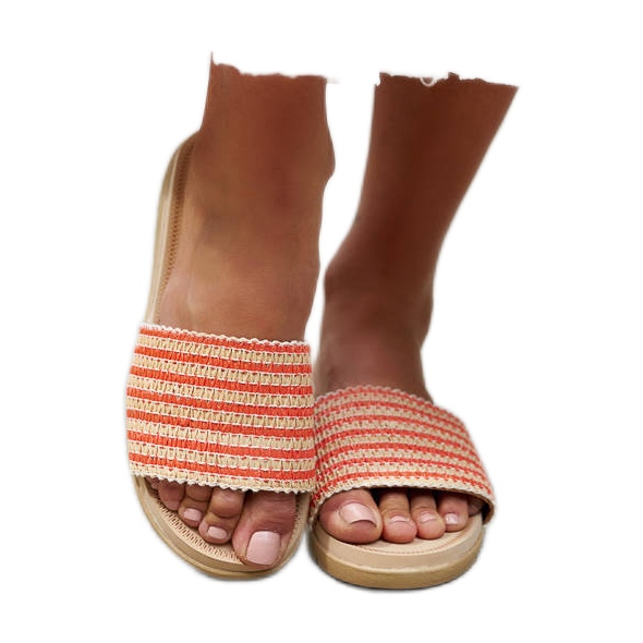 Pomarańczowe plecione klapki Capovalle