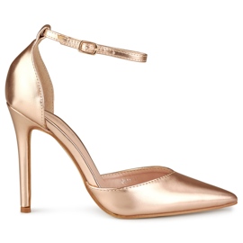 Elegancki szpilki zapinane na kostce złoty