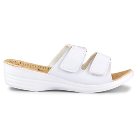 Komfortowe klapki damskie na rzep białe