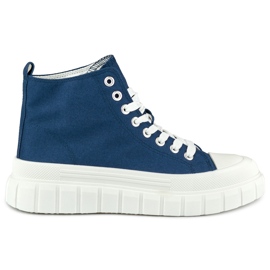 Granatowe trampki damskie nad kostkę niebieskie