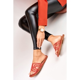 Czerwone eleganckie klapki płaskie damskie