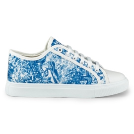 Biało-niebieskie trampki damskie