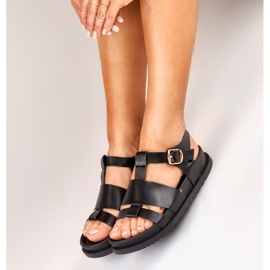 Klasyczne czarne płaskie sandały damskie
